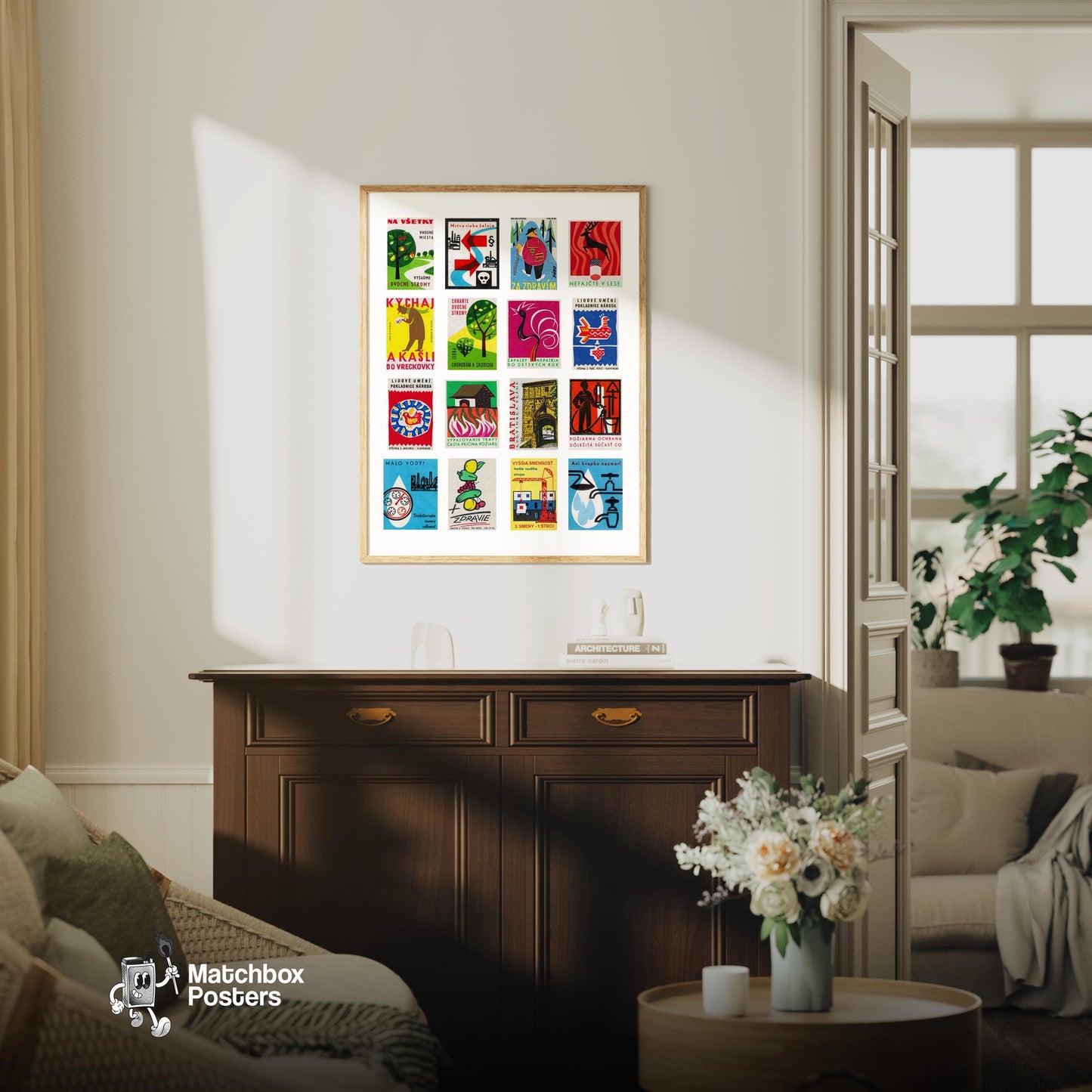 Czechoslovakian - vintage matchbox label print - framed wall art preview