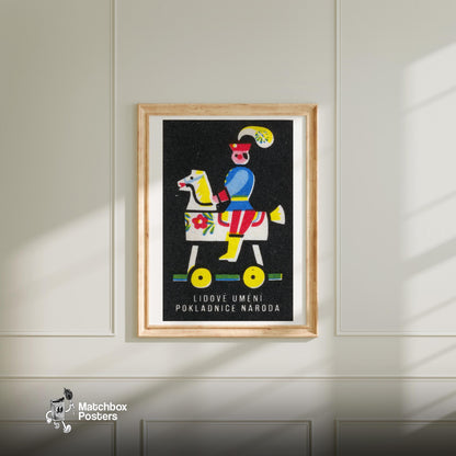 Toy Horse Rider - vintage matchbox label print - bedroom mockup