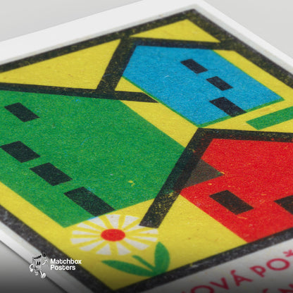 Flower Motif - vintage matchbox label print - close-up detail