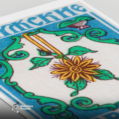Yellow Flower - vintage matchbox label print - close-up detail