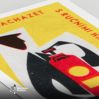 Abstract Representation Of A Fire Extinguisher - vintage matchbox label print - close-up detail
