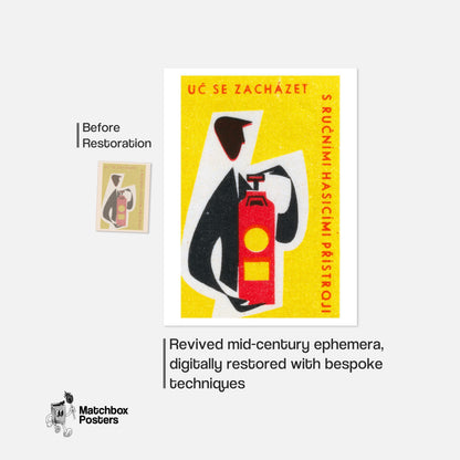 Abstract Representation Of A Fire Extinguisher - vintage matchbox label print - framed wall art preview