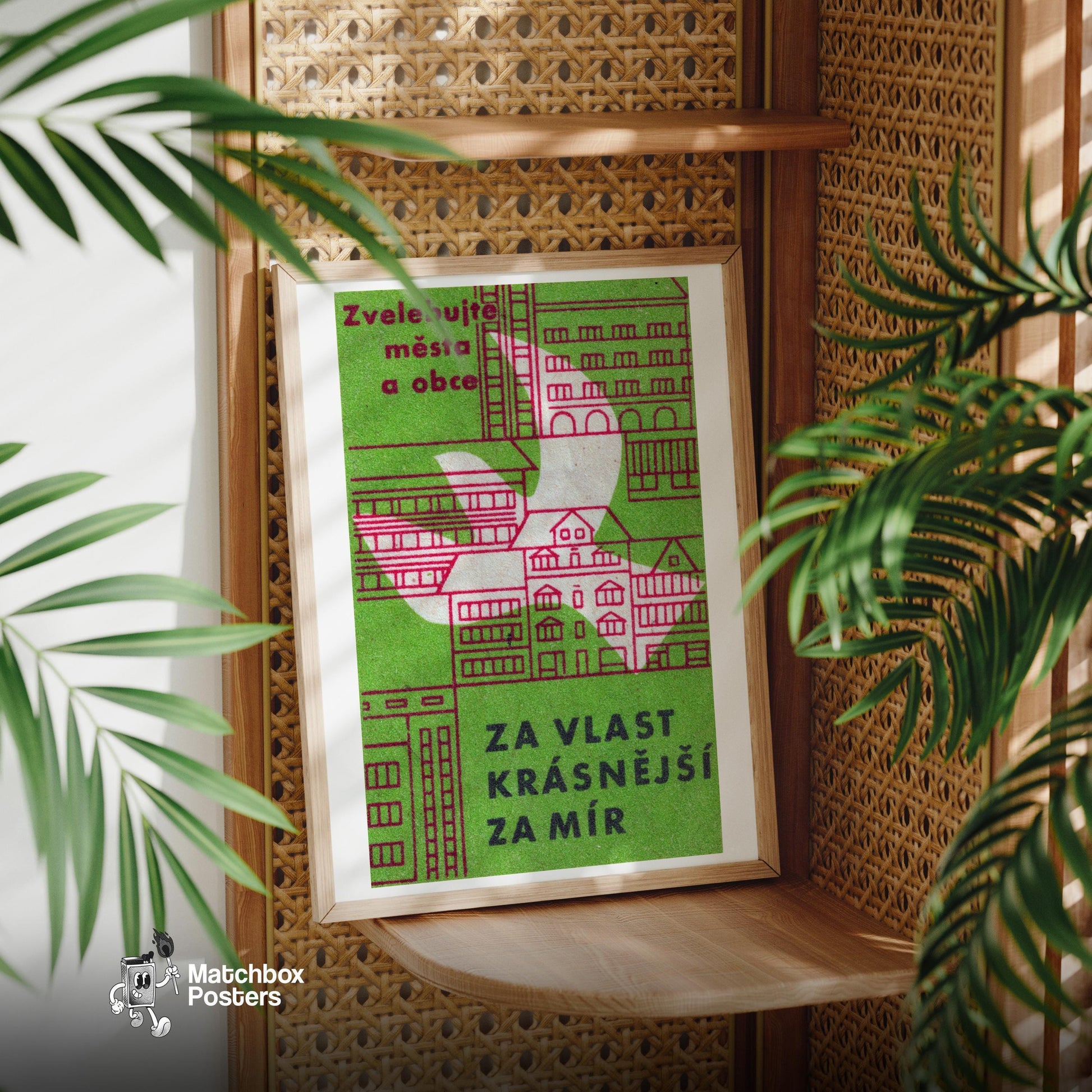 Peace for Beautiful Cities - vintage matchbox label print - office wall