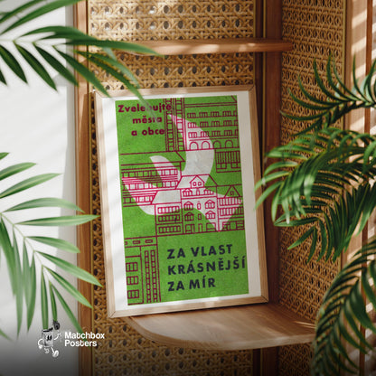 Peace for Beautiful Cities - vintage matchbox label print - office wall