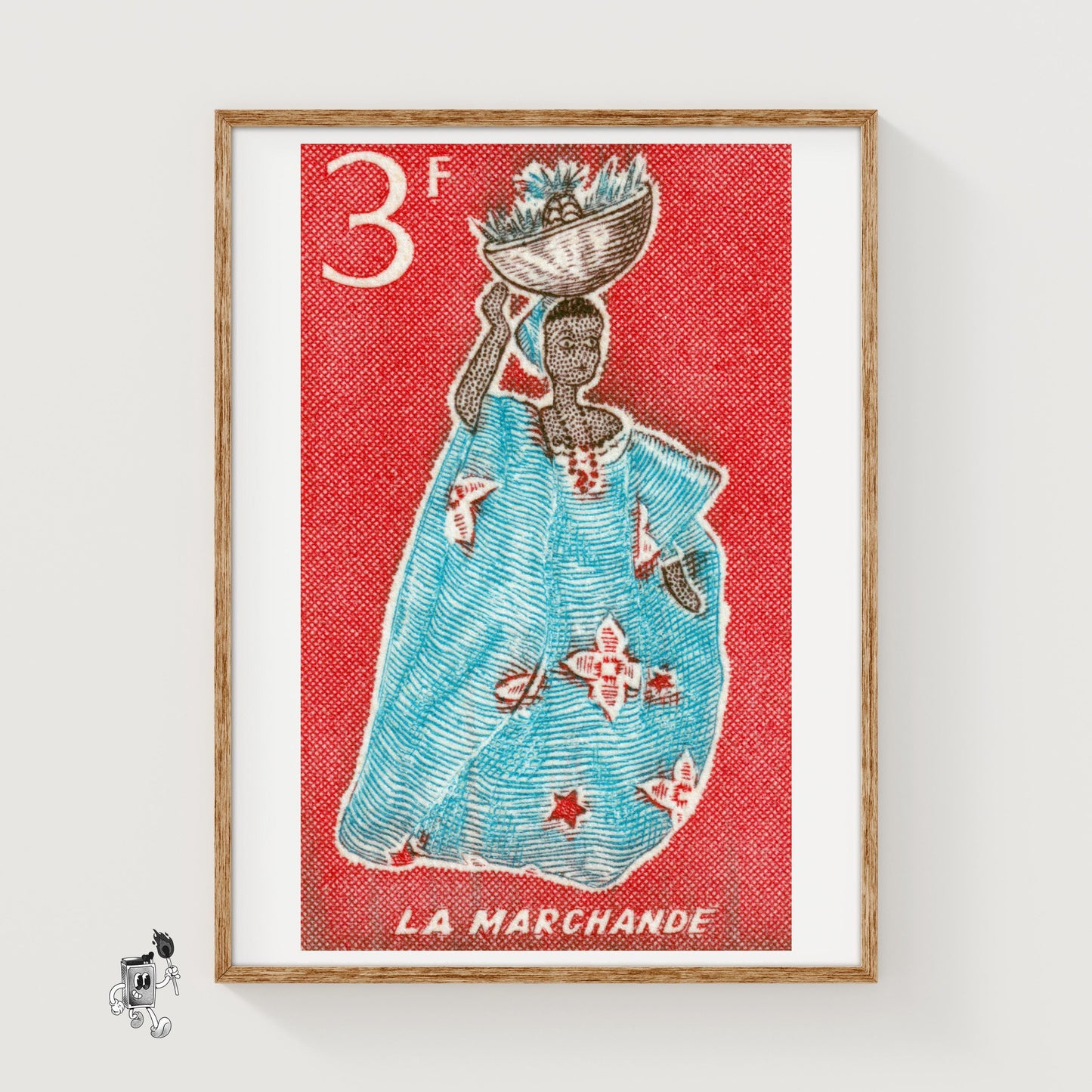 Woman with Bowl - vintage matchbox label print