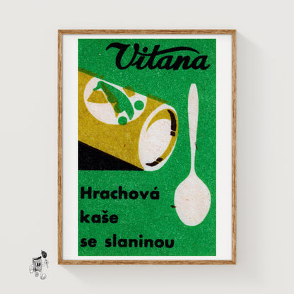 Canned Food Spoon - vintage matchbox label print