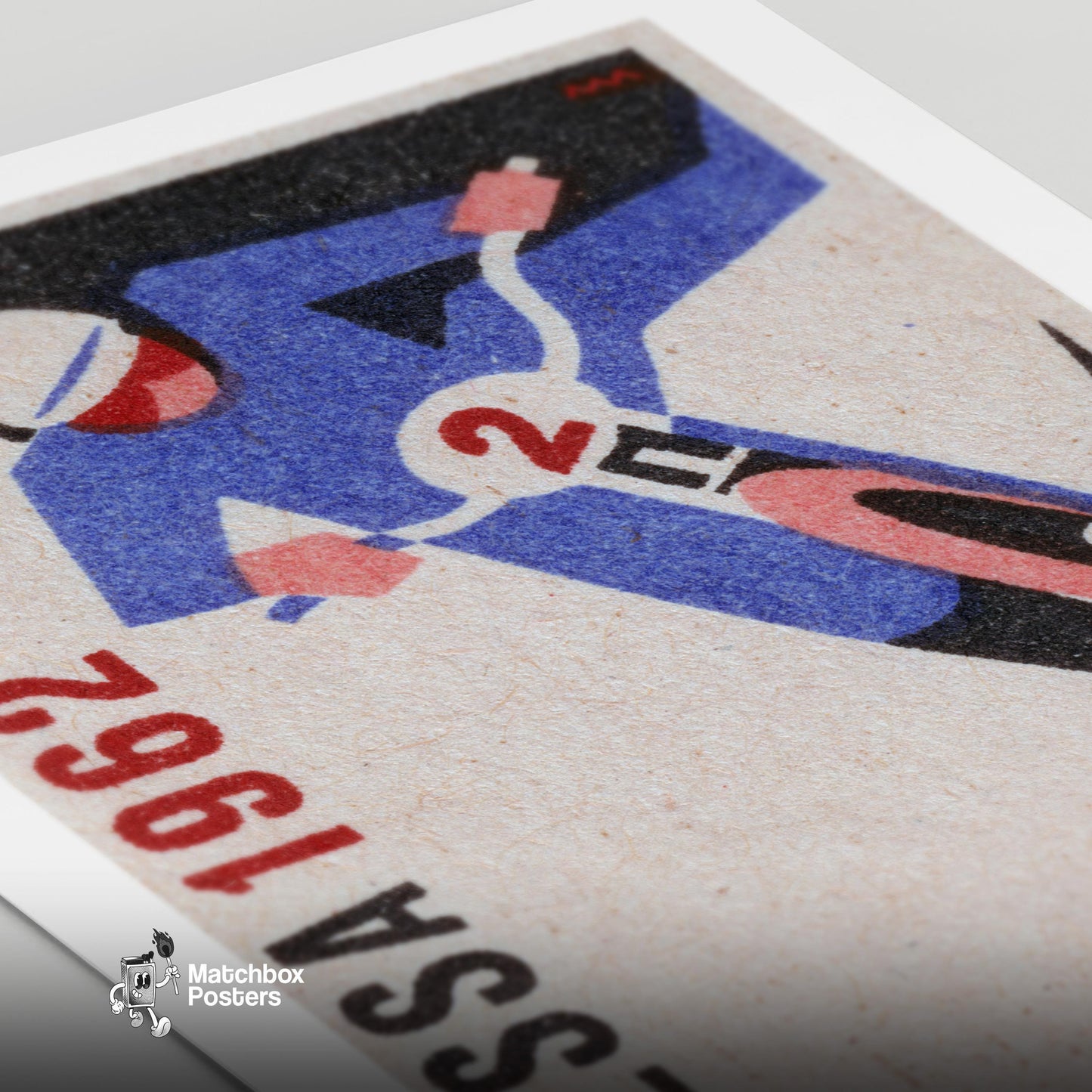 Motorcycle Racer - vintage matchbox label print - close-up detail