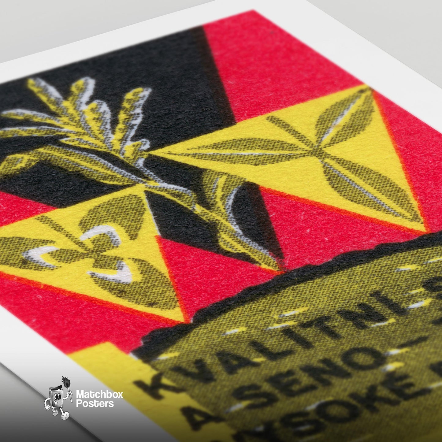Crops Growing - vintage matchbox label print - close-up detail