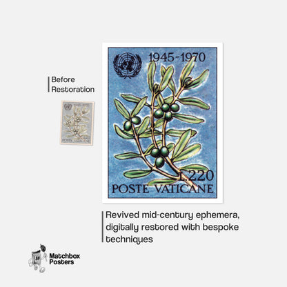 Olive Branch - vintage matchbox label print - framed wall art preview