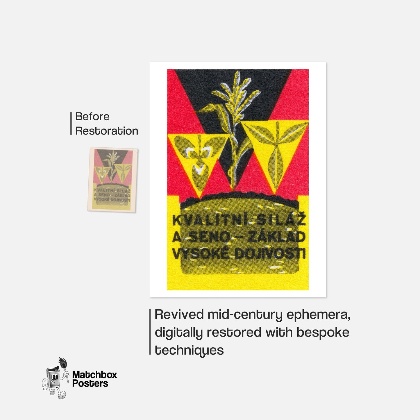 Crops Growing - vintage matchbox label print - framed wall art preview
