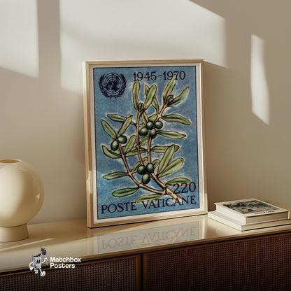 Olive Branch - vintage matchbox label print - size comparison