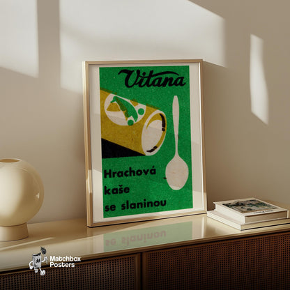 Canned Food Spoon - vintage matchbox label print - size comparison