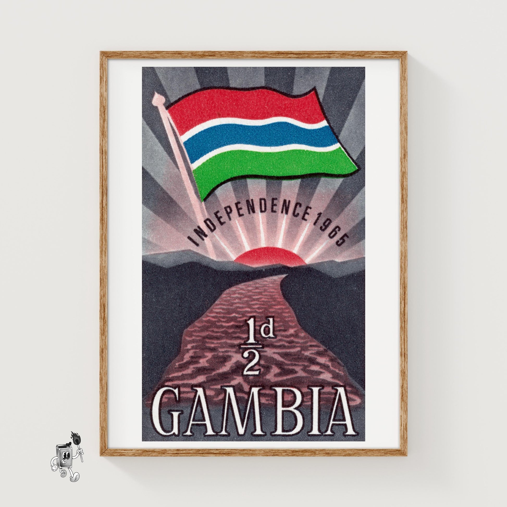 Gambia Independance - vintage matchbox label print