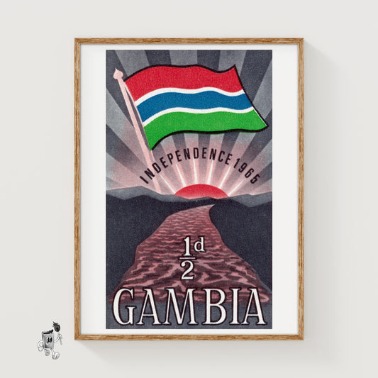 Gambia Independance - vintage matchbox label print