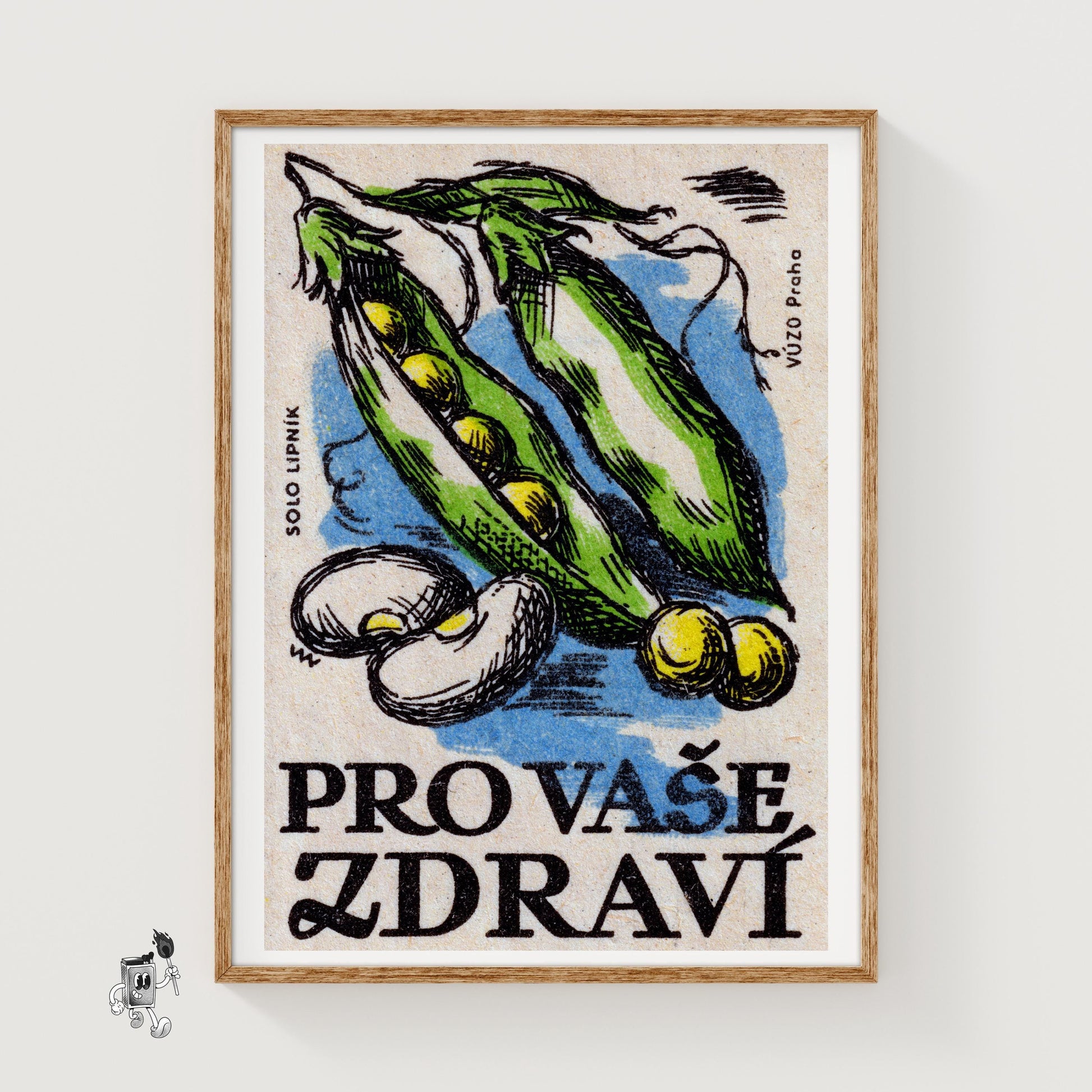 Green Peas - vintage matchbox label print
