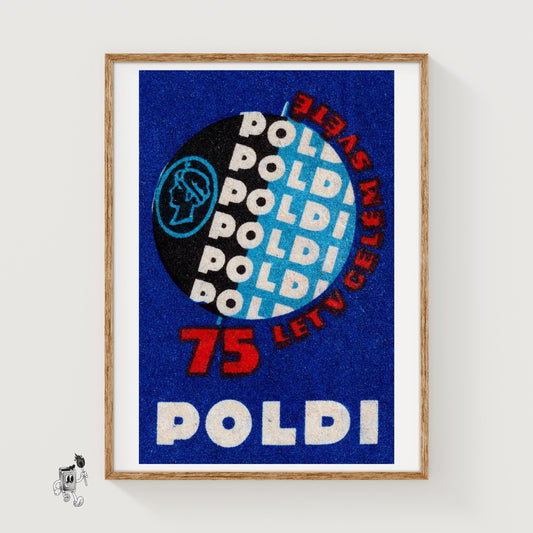 75 Years of Television - vintage matchbox label print