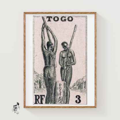 Pounding Grain - vintage matchbox label print