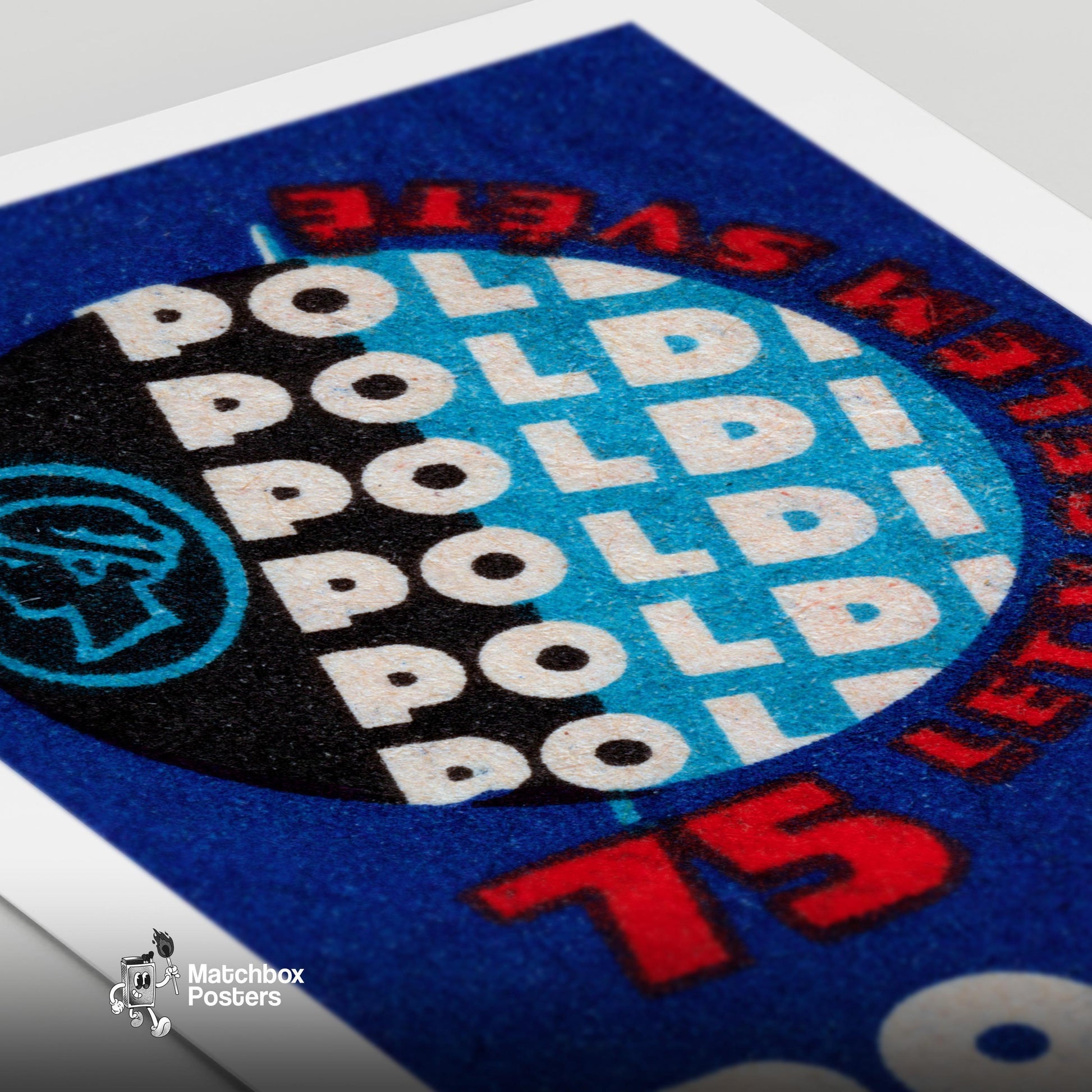 75 Years of Television - vintage matchbox label print - close-up detail