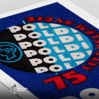 75 Years of Television - vintage matchbox label print - close-up detail