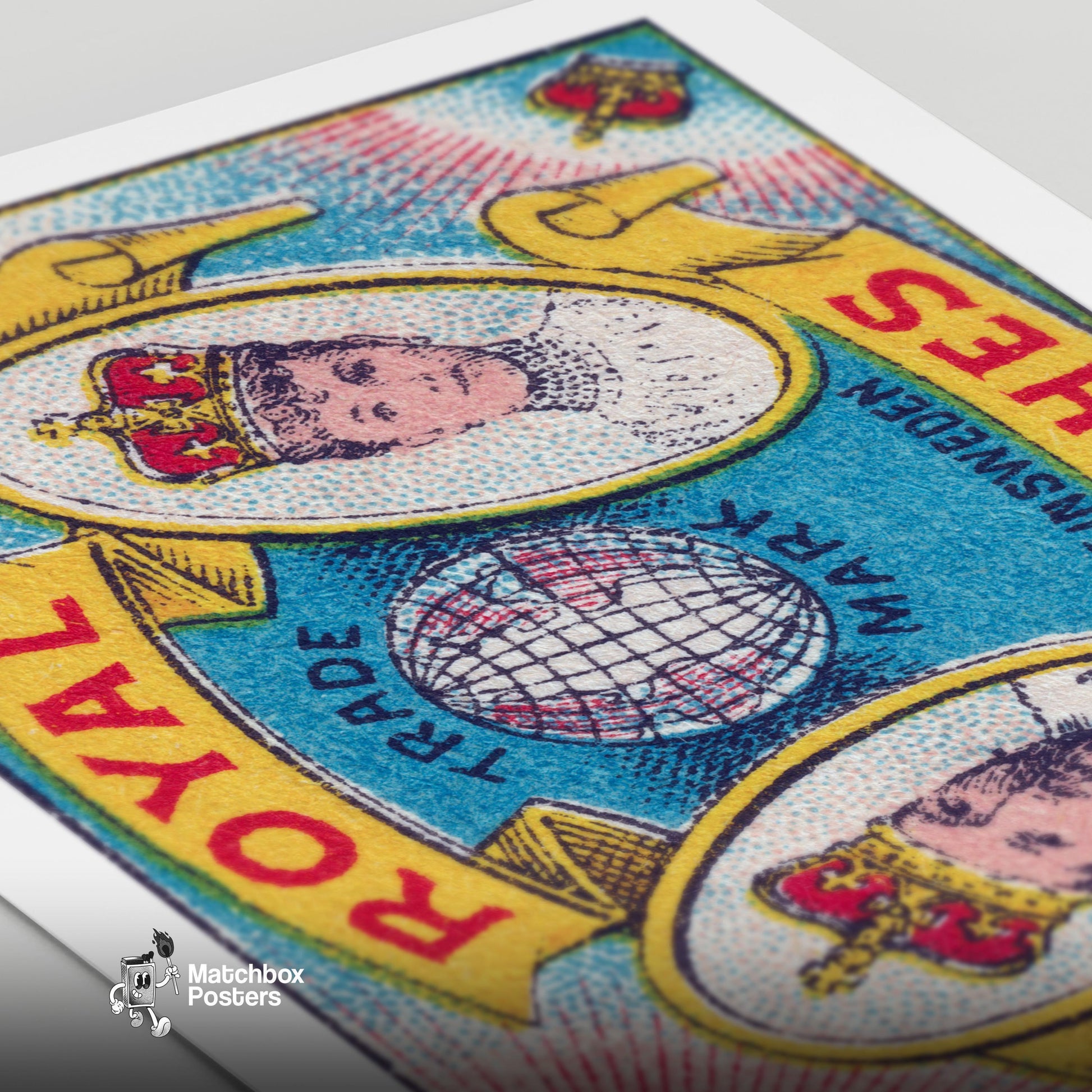 Royal Couple - vintage matchbox label print - close-up detail