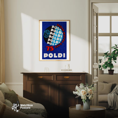 75 Years of Television - vintage matchbox label print - living room mockup
