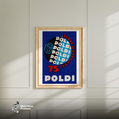 75 Years of Television - vintage matchbox label print - bedroom mockup