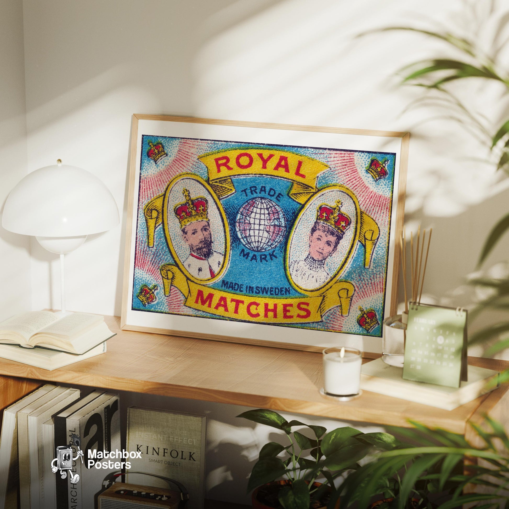 Royal Couple - vintage matchbox label print - office wall