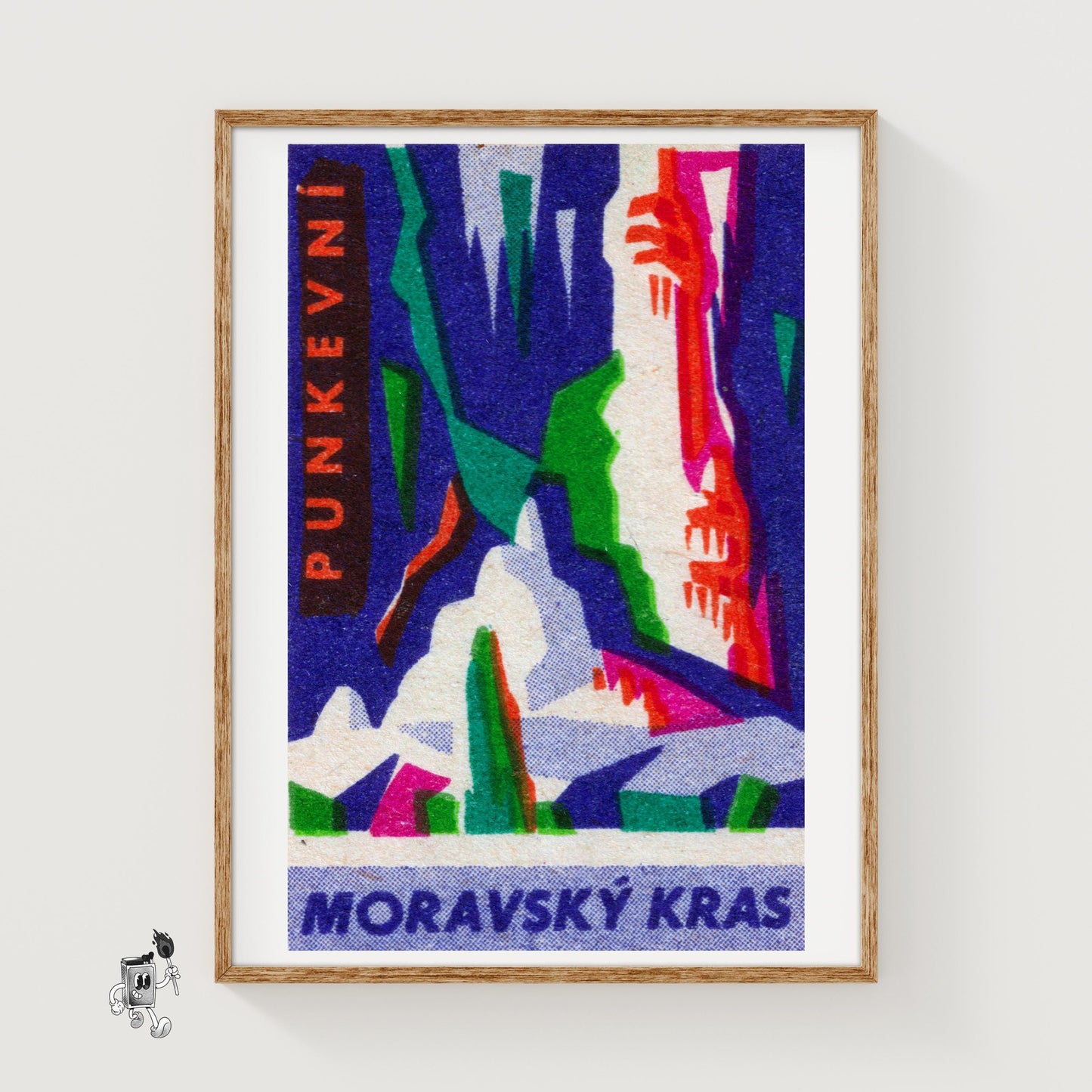 Cave Stalagmites and Stalactites - vintage matchbox label print