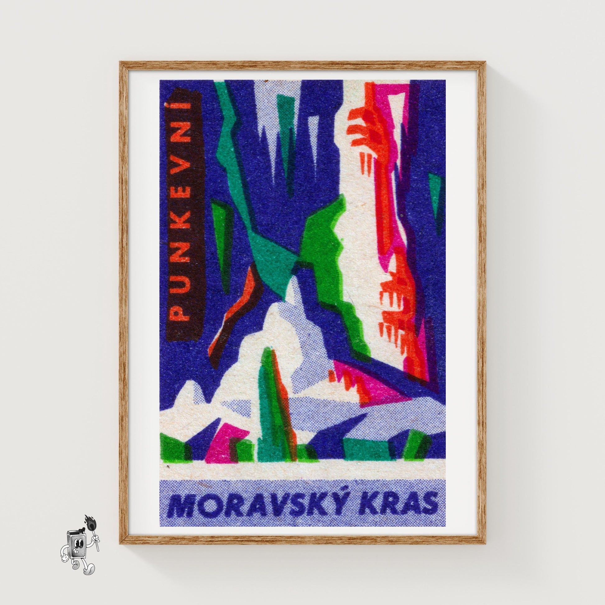 Cave Stalagmites and Stalactites - vintage matchbox label print