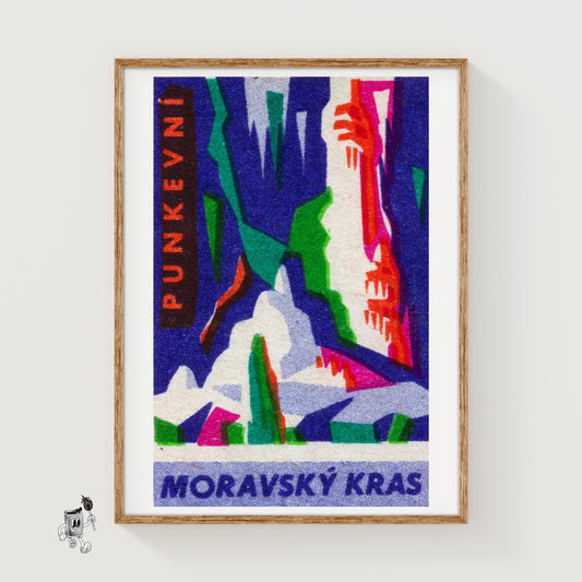 Cave Stalagmites and Stalactites - vintage matchbox label print