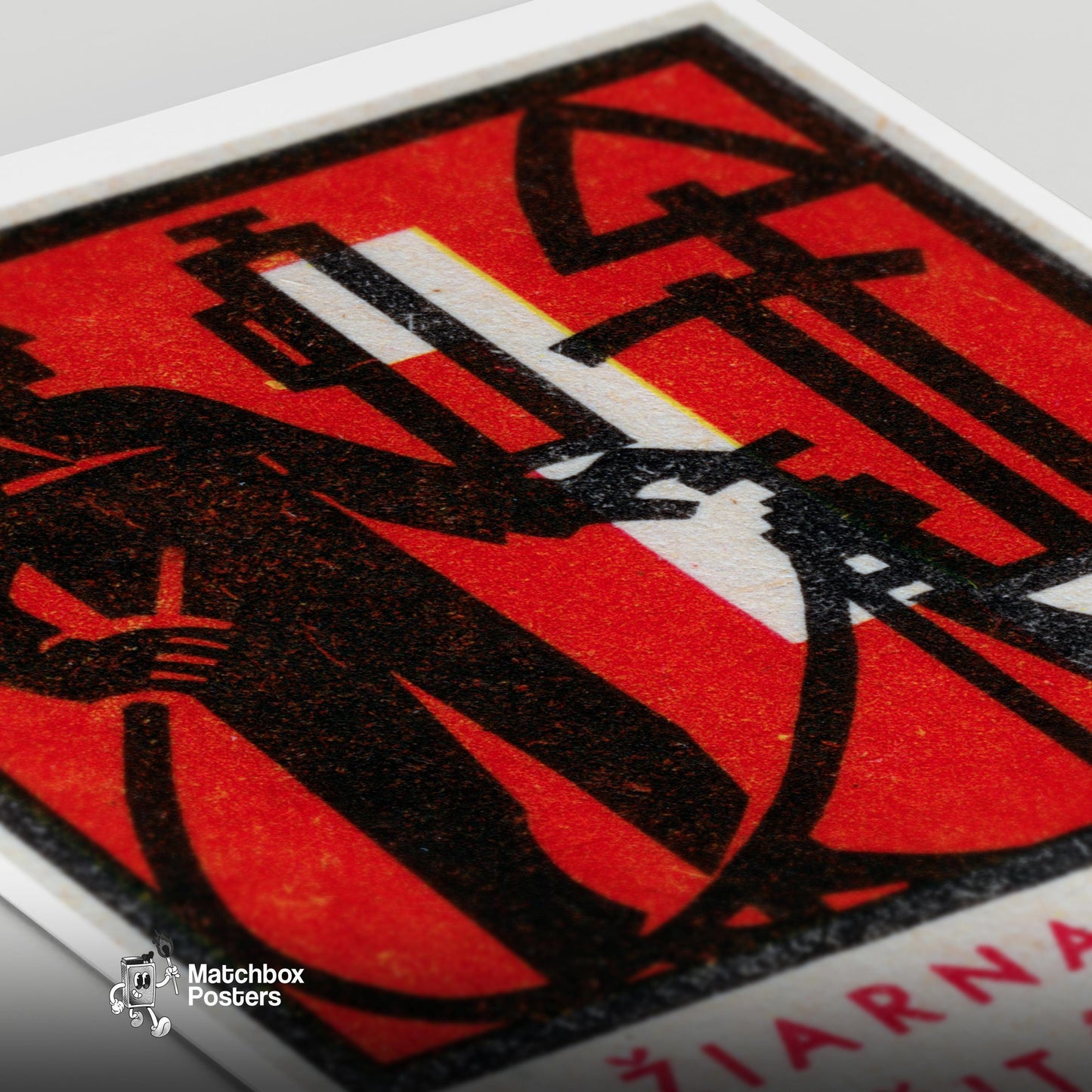 Firefighter - vintage matchbox label print - close-up detail