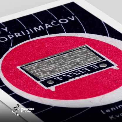 Vintage Radio - vintage matchbox label print - close-up detail