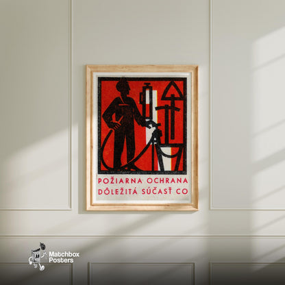 Firefighter - vintage matchbox label print - bedroom mockup
