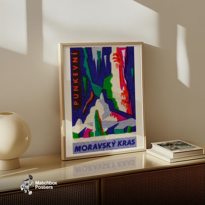 Cave Stalagmites and Stalactites - vintage matchbox label print - size comparison