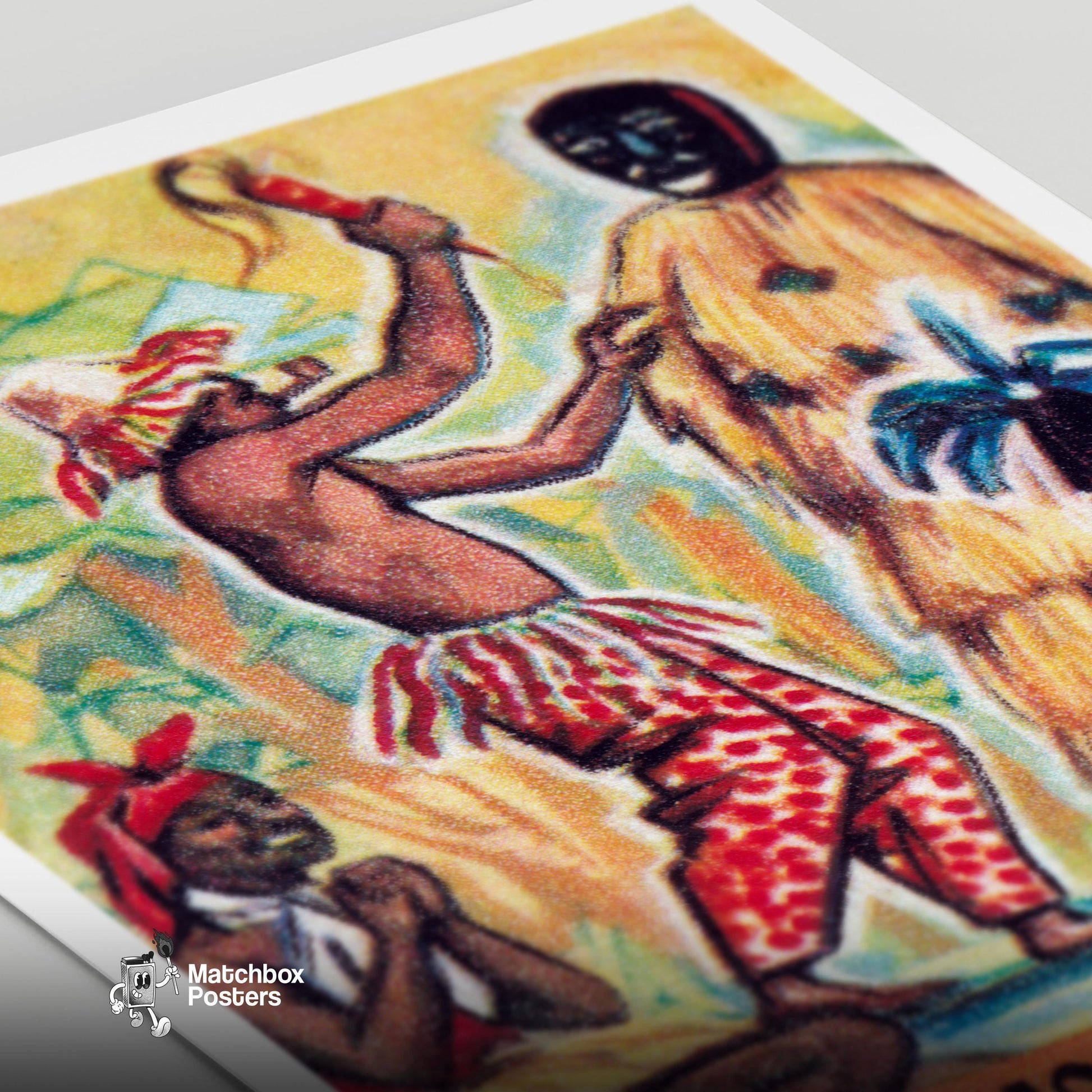 Tribal Ceremony - vintage matchbox label print - close-up detail
