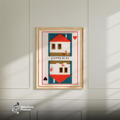 House - vintage matchbox label print - bedroom mockup