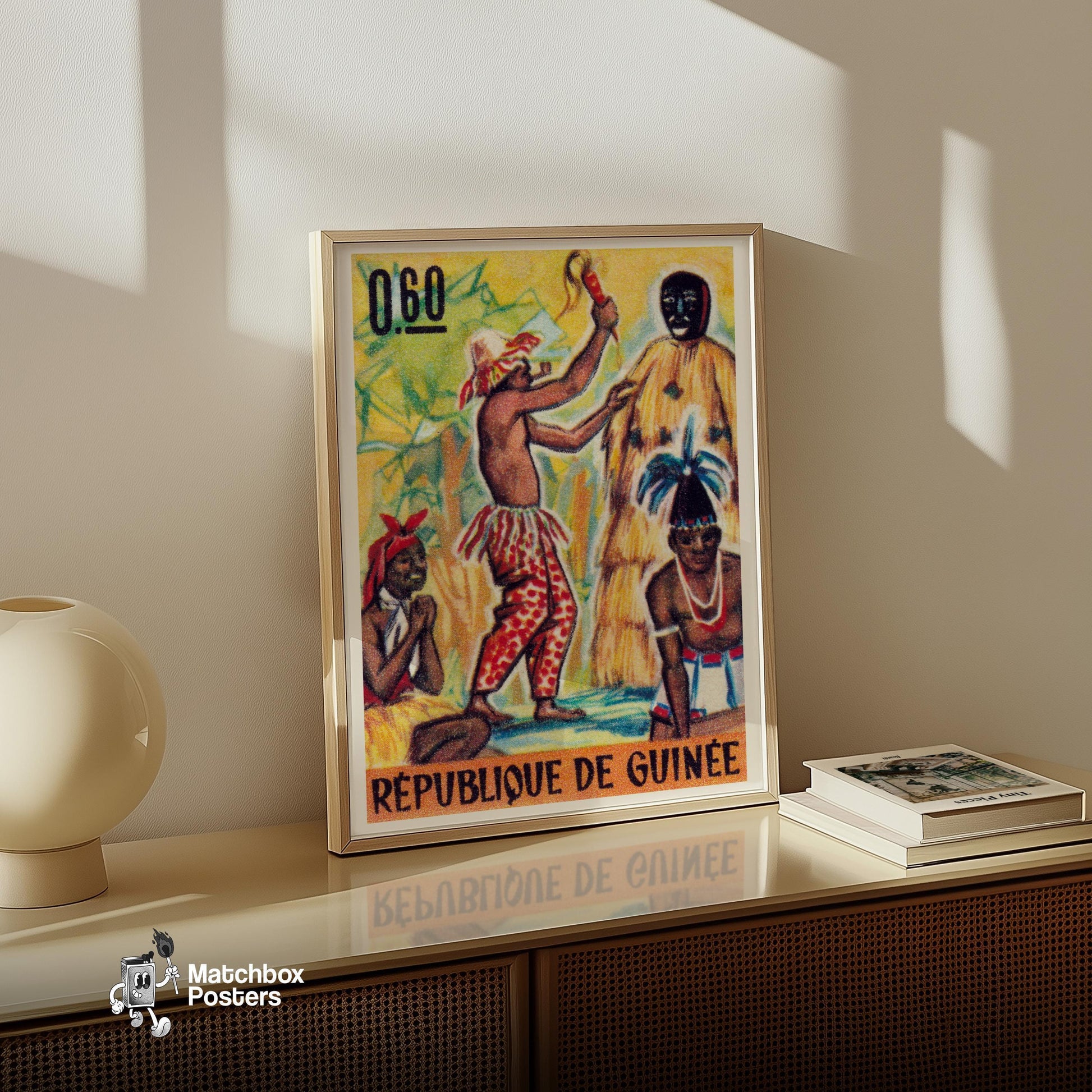 Tribal Ceremony - vintage matchbox label print - size comparison