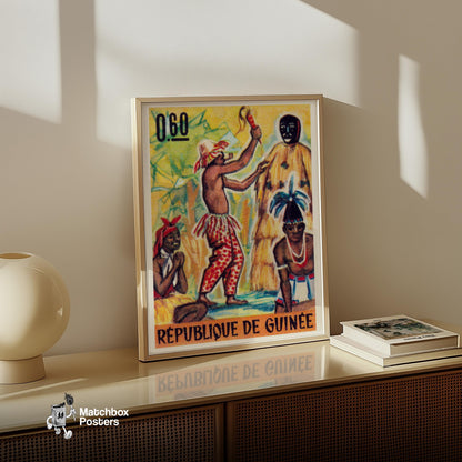 Tribal Ceremony - vintage matchbox label print - size comparison