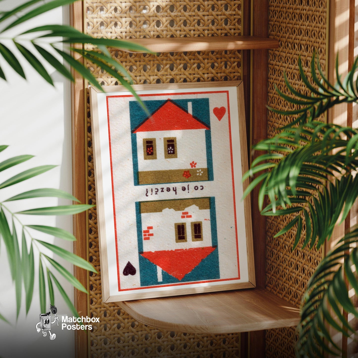 House - vintage matchbox label print - office wall