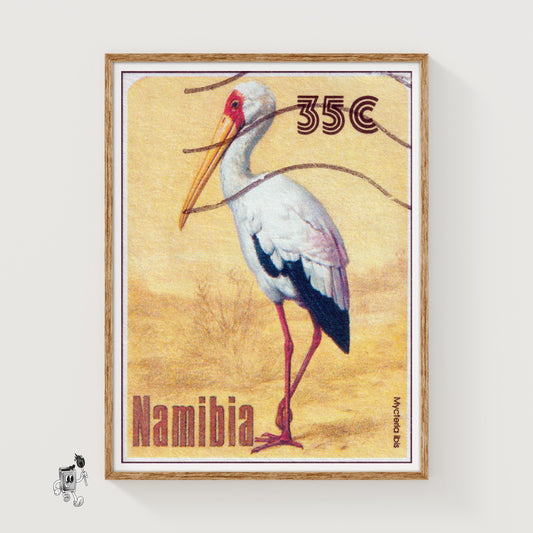 Mycteria Ibis - vintage matchbox label print