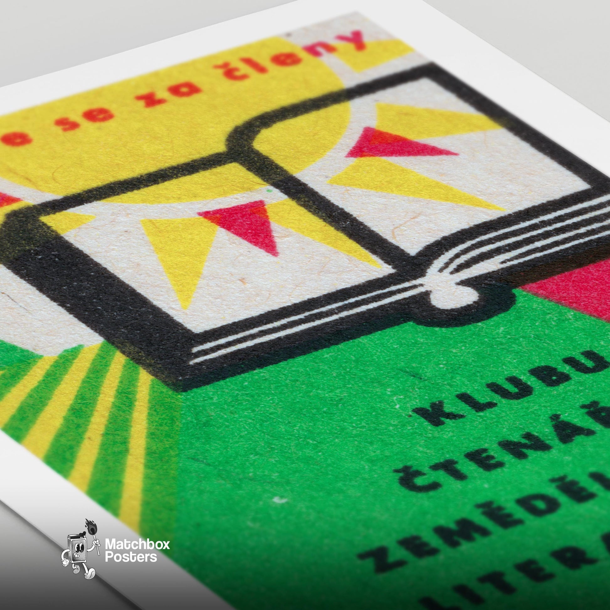 Open Book - vintage matchbox label print - close-up detail