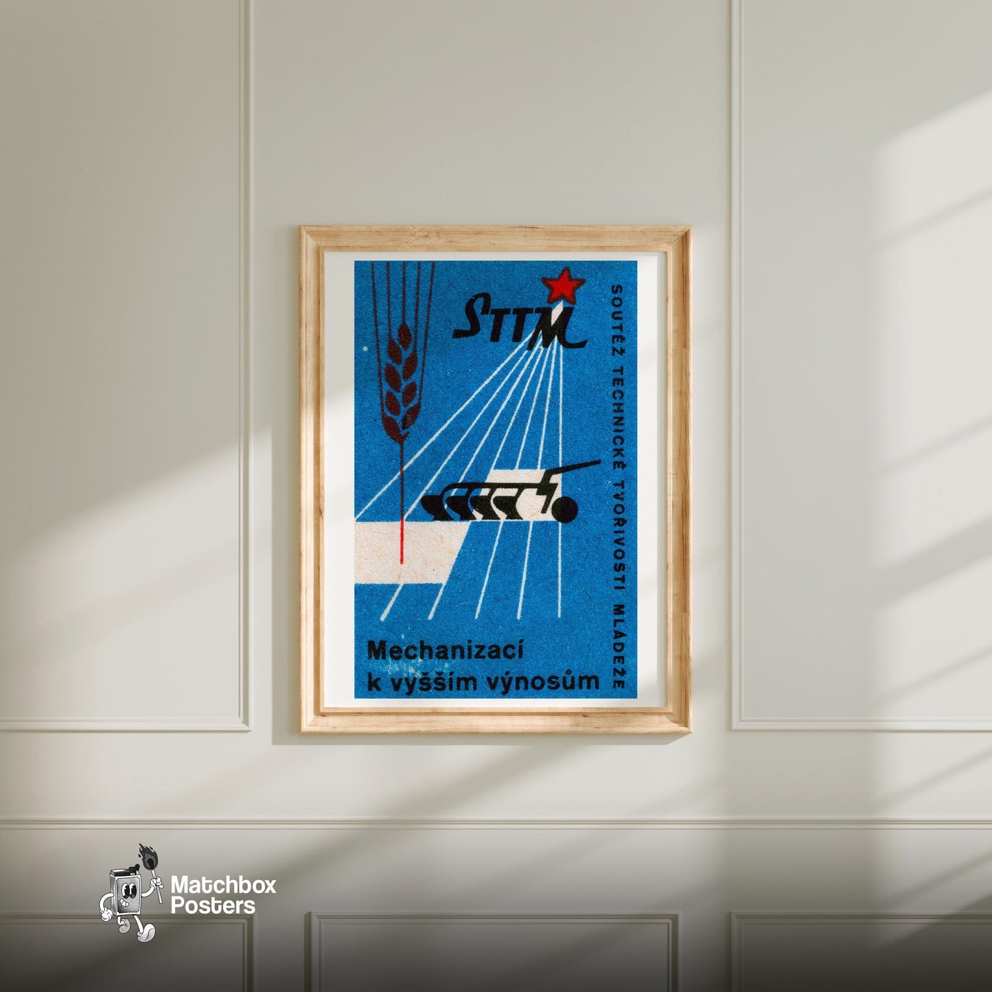 Stylized Design - vintage matchbox label print - bedroom mockup