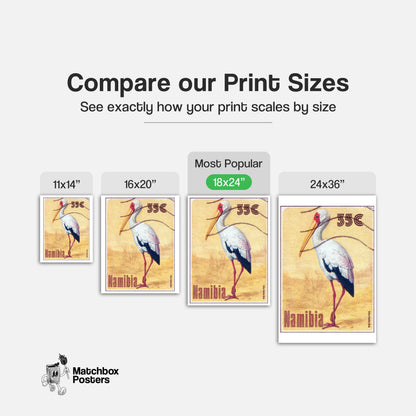 Mycteria Ibis - vintage matchbox label print - gallery wall preview