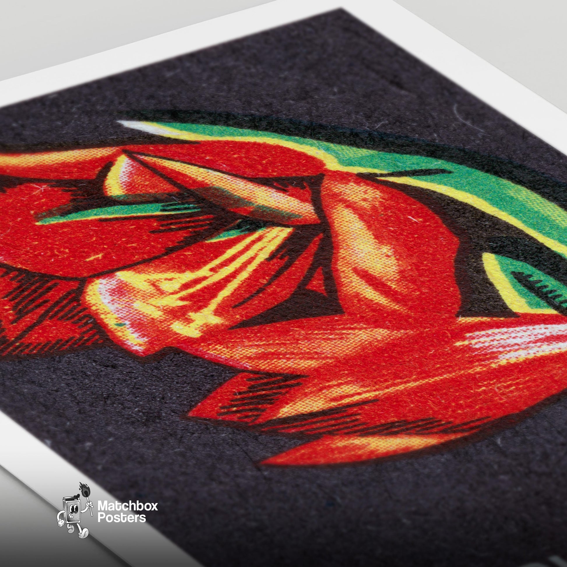 Amaryllis Flower - vintage matchbox label print - close-up detail