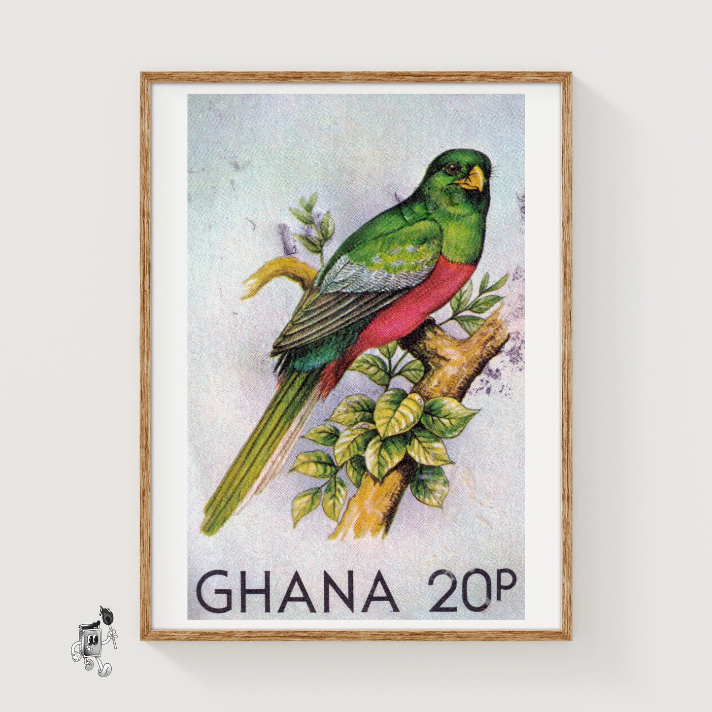 Green Bird - vintage matchbox label print