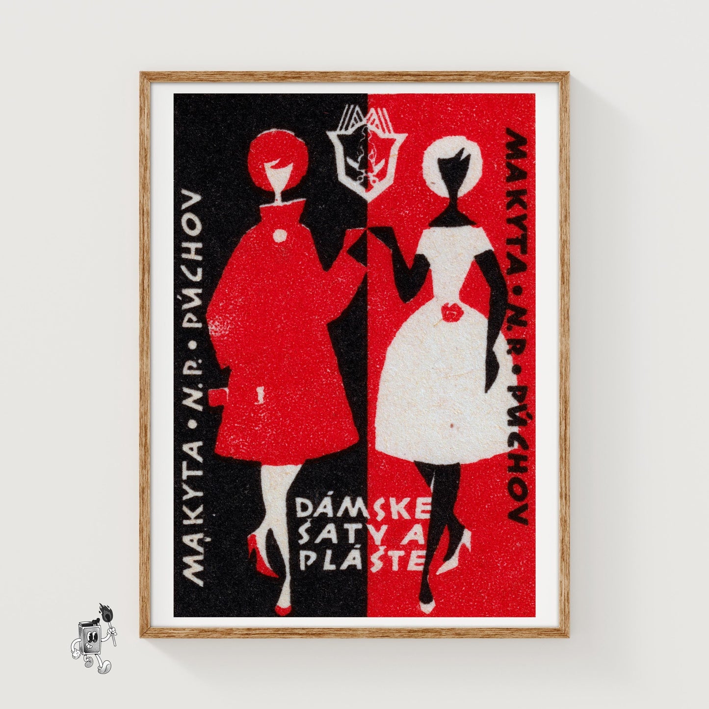 Stylized Figures Of Women - vintage matchbox label print