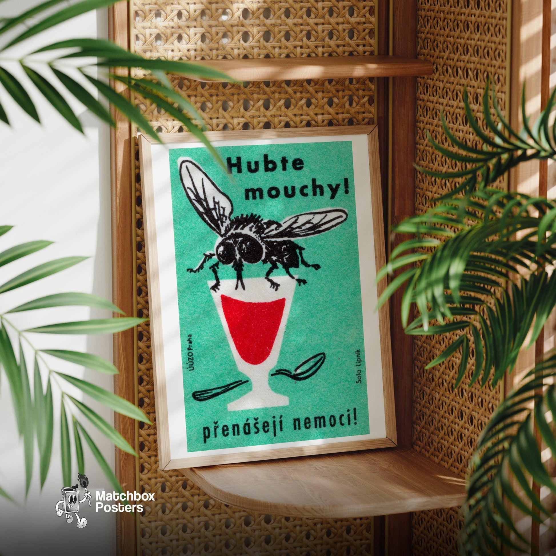 Illustration Of A Fly - vintage matchbox label print - office wall