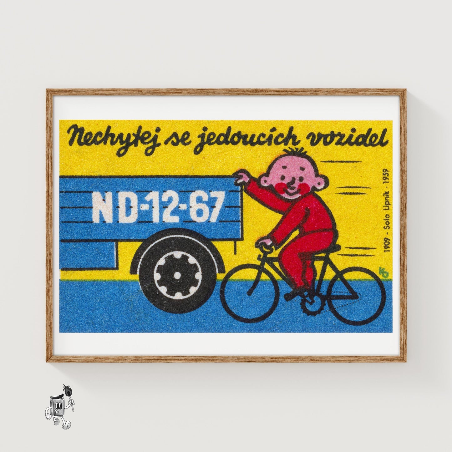 Child on Bicycle - vintage matchbox label print