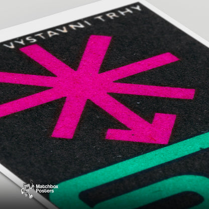 Geometric Pink Star - vintage matchbox label print - close-up detail