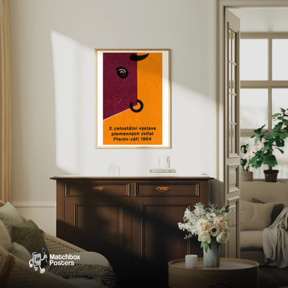 Stylized Abstract Representation Of A Cow - vintage matchbox label print - living room mockup